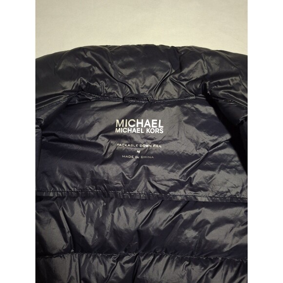Michael Kors Womens Packable Down Fill Puffer Jacket Medium Shiny Blue - Picture 5 of 10